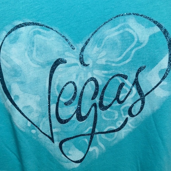 Vegas Heart Graphic Women's Short Sleeve Tee - Blue - Picture 2 of 5